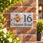 Floral bee acrylic house sign
