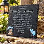 Bear Birthday Memorial plaque 3 Blue Balloons