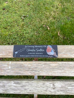 Acrylic robin bench black dandelion memorial plaque