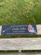 Acrylic robin bench black dandelion memorial plaque