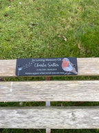 Acrylic robin bench black dandelion memorial plaque