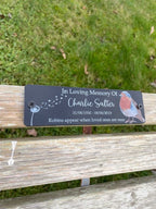Acrylic robin bench black dandelion memorial plaque