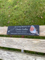 Acrylic robin bench black dandelion memorial plaque