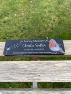 Acrylic robin bench black dandelion memorial plaque