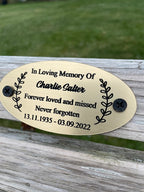 Gold and Silver Bench Memorial Plaque - Laurel Circle