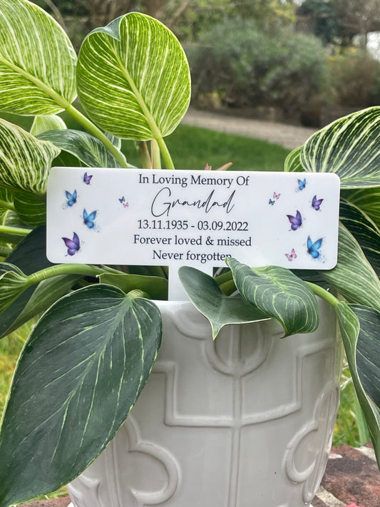 Acrylic Butterfly plant pot memorial plaque