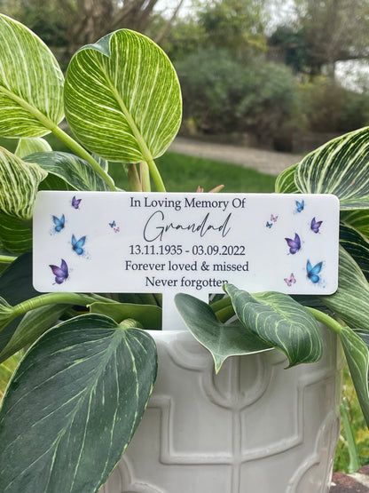 Acrylic Butterfly plant pot memorial plaque