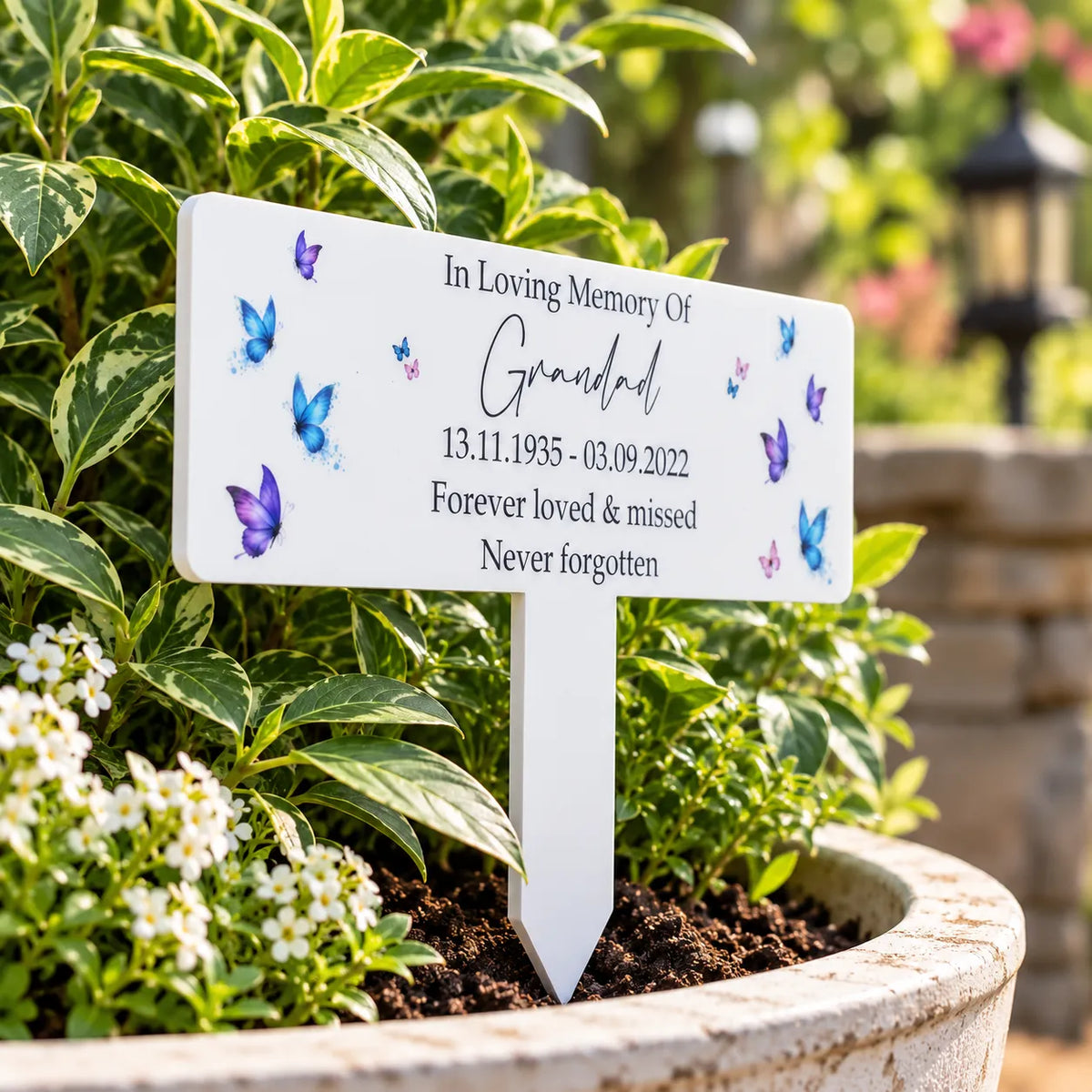 Acrylic Butterfly plant pot memorial plaque