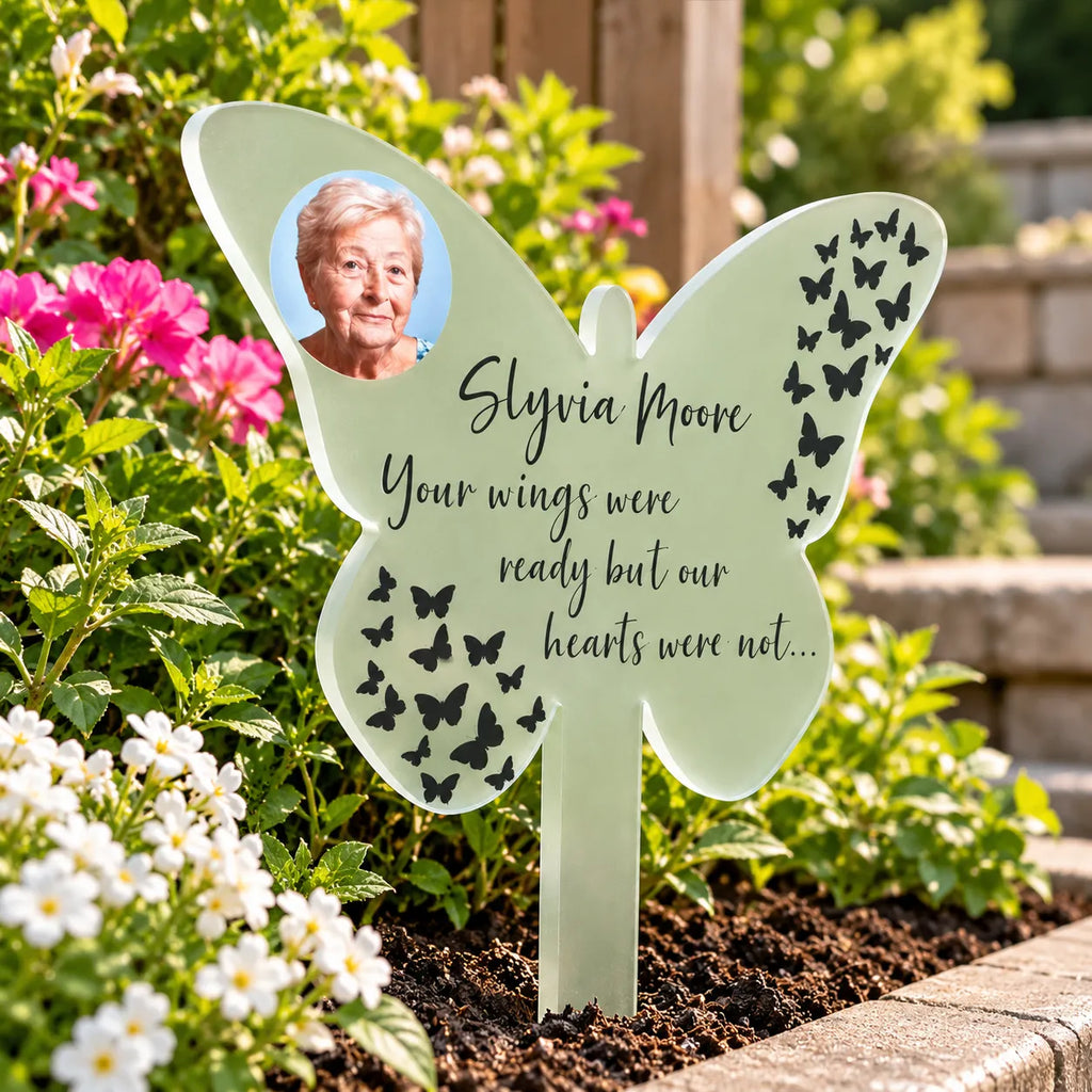 Butterfly memorial stake your wings were ready