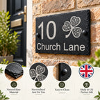 Celtic clover slate house sign