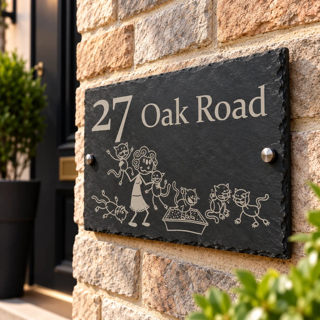 Crazy cat lady slate house sign
