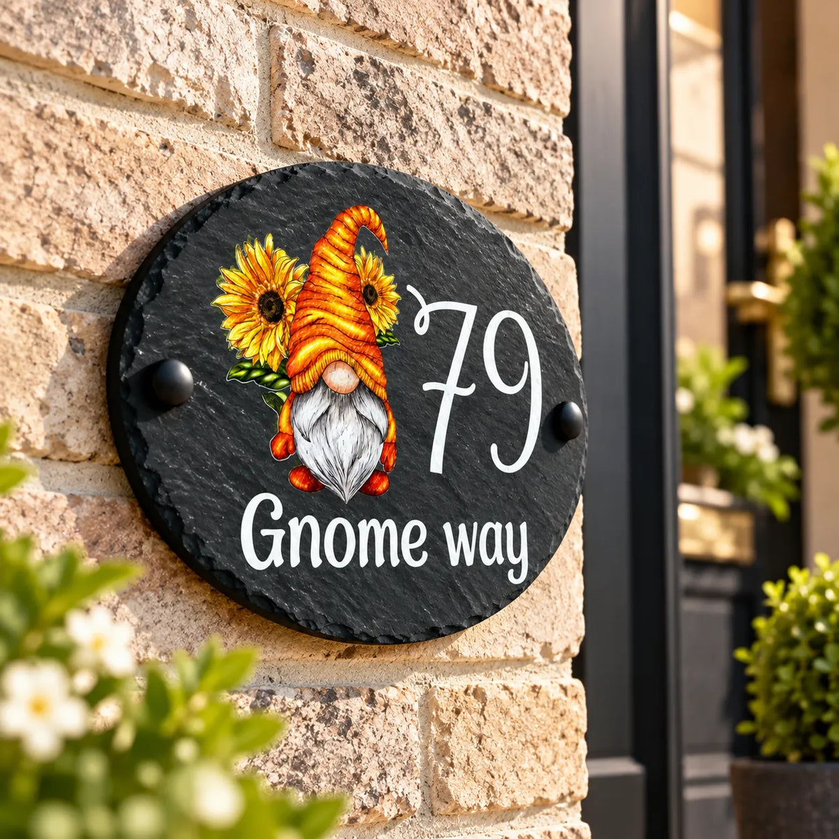 Oval Gnome slate house sign