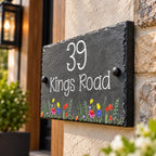Wild flowers slate house sign