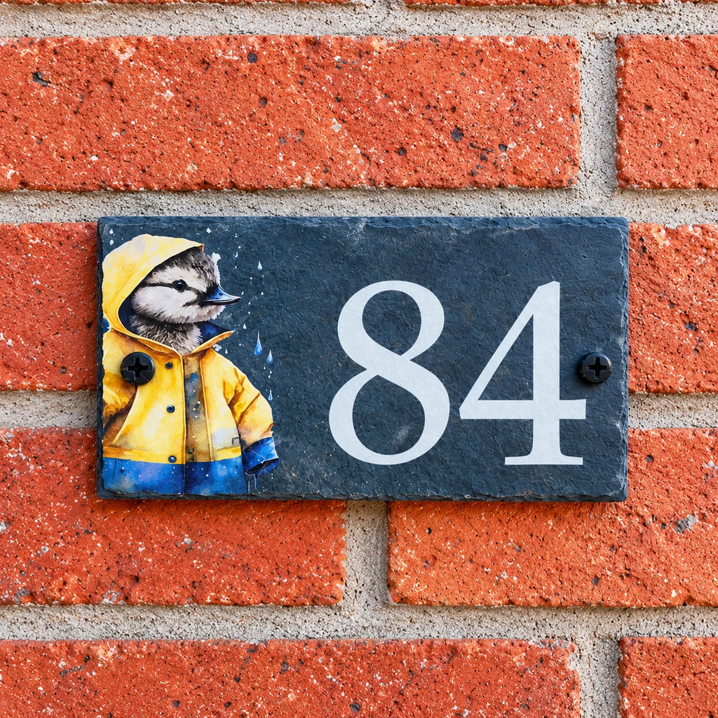 Number slate house sign duck small