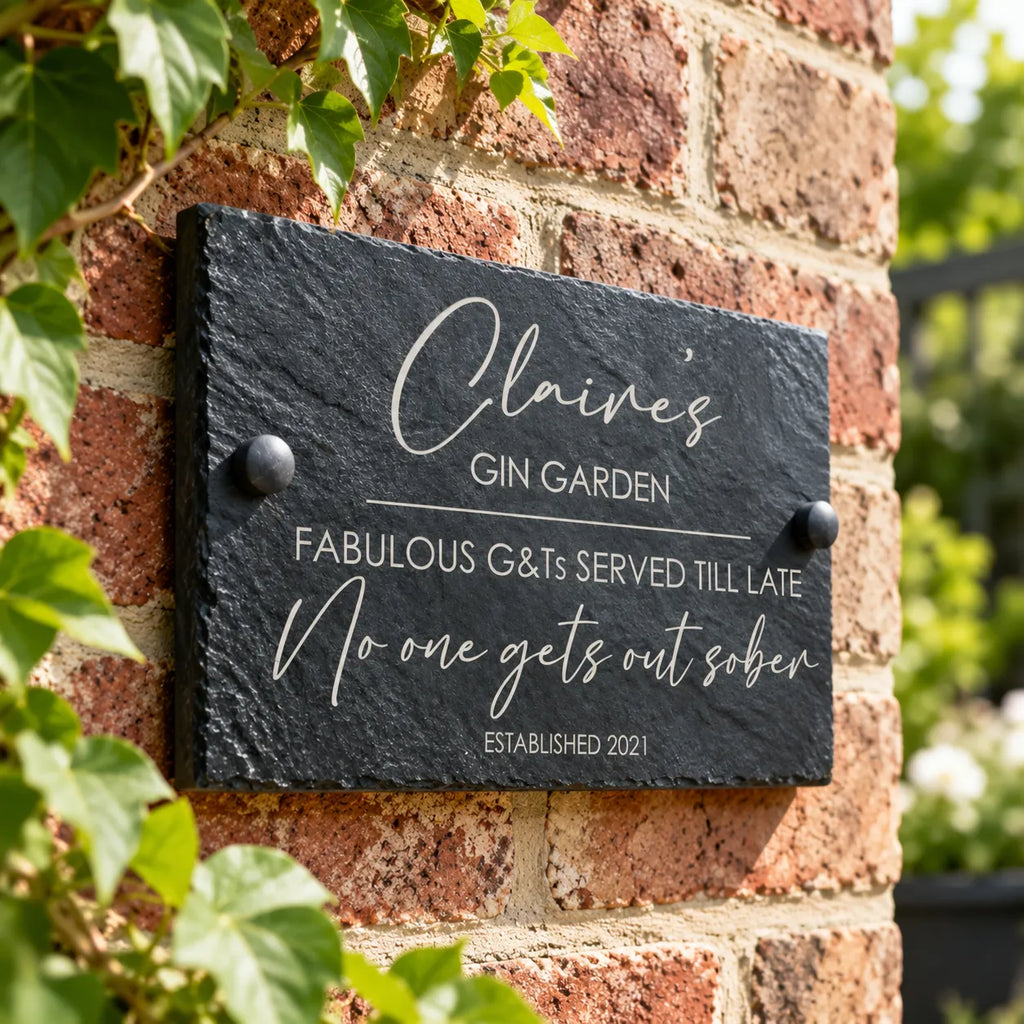 Garden gin slate sign