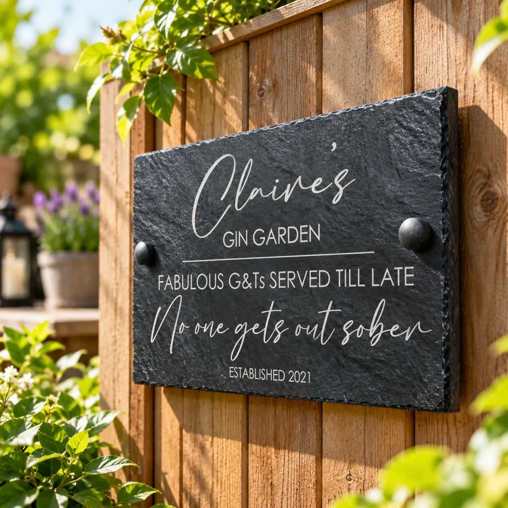 Garden gin slate sign