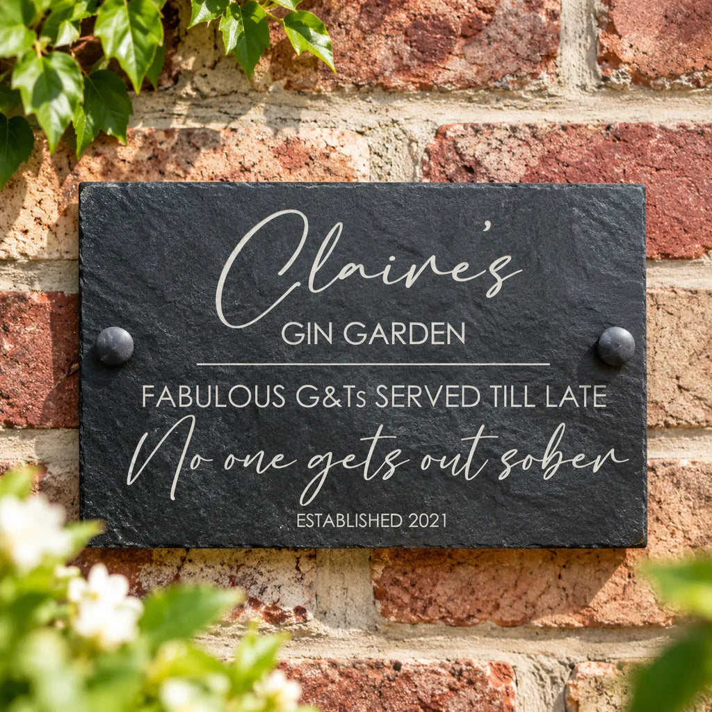 Garden gin slate sign