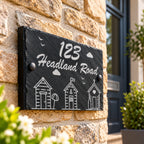 Beach huts slate house sign