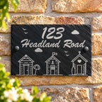 Beach huts slate house sign