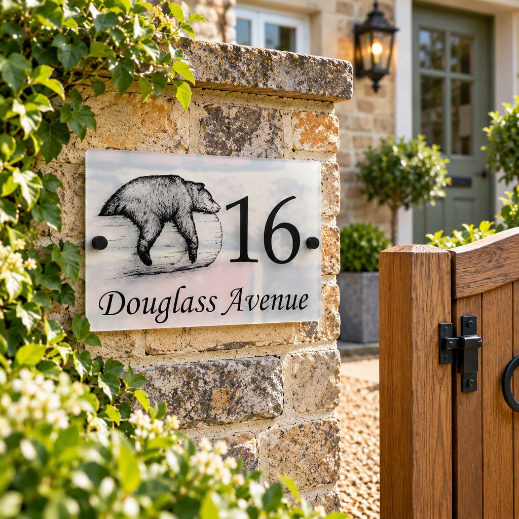 Bear acrylic house sign
