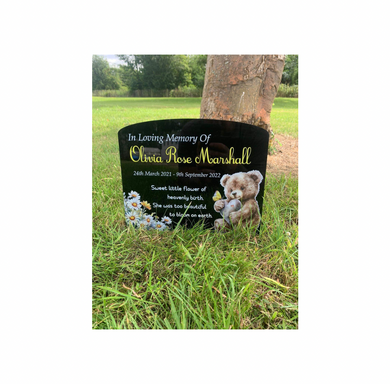 Floral teddy temporary headstone