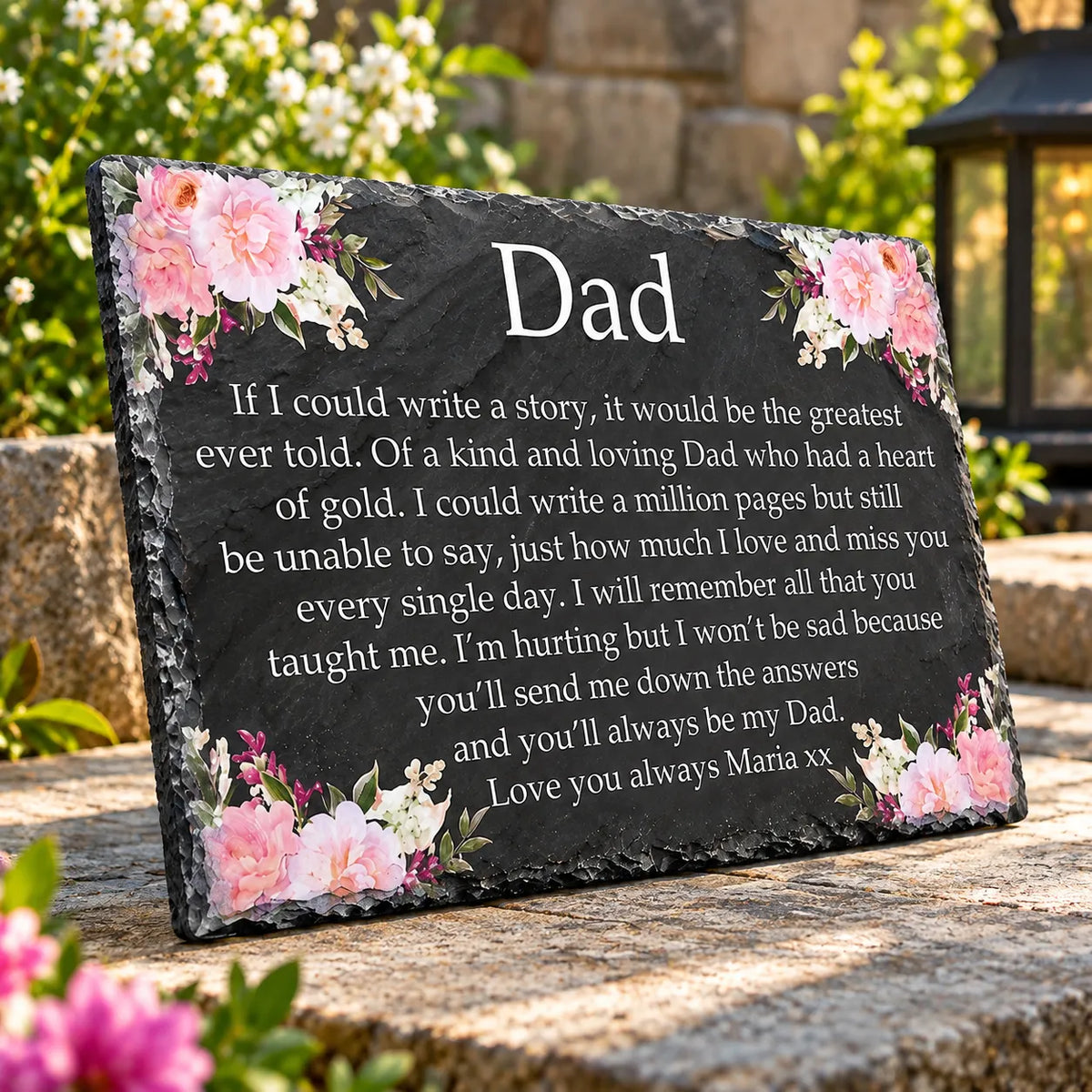 Floral memorial plaque