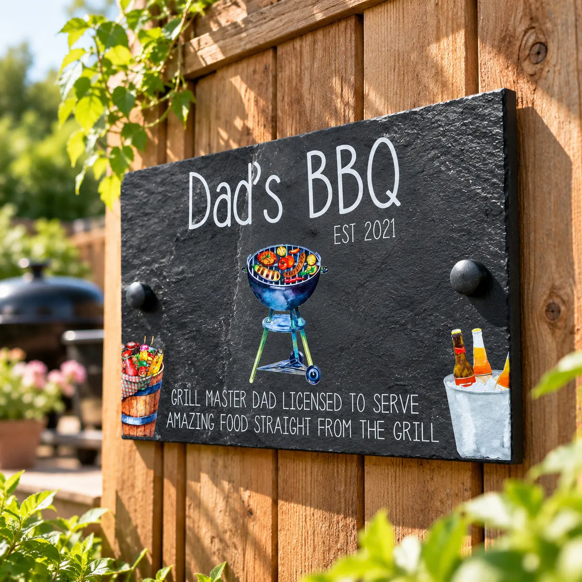 Garden BBQ slate sign