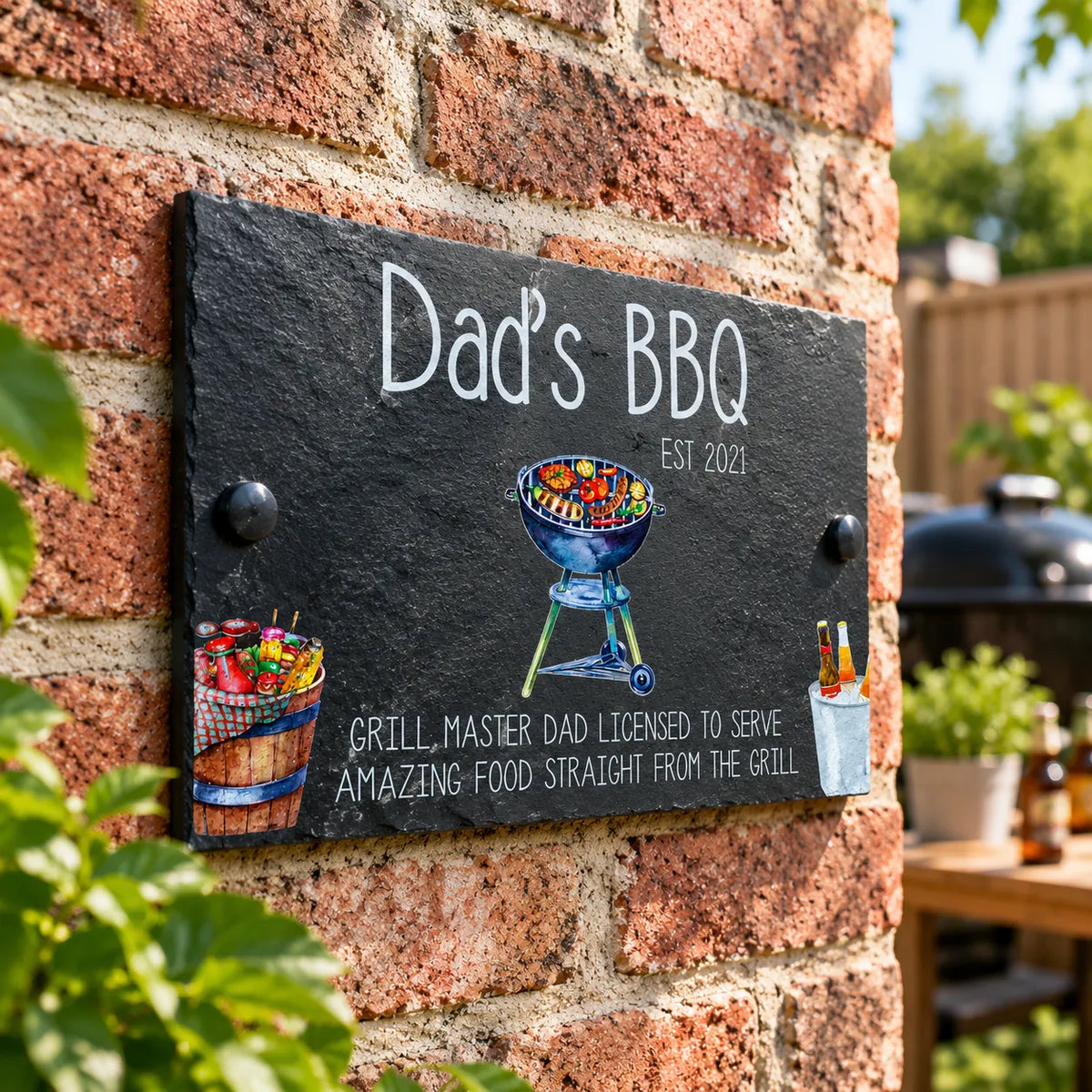 Garden BBQ slate sign