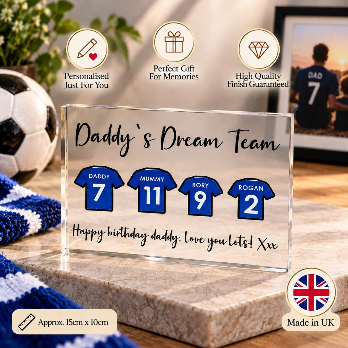 Football shirt acrylic block