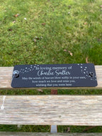 Acrylic bench black dandelion memorial plaque