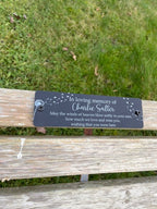 Acrylic bench black dandelion memorial plaque
