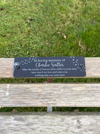 Acrylic bench black dandelion memorial plaque