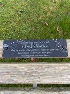 Acrylic bench black dandelion memorial plaque