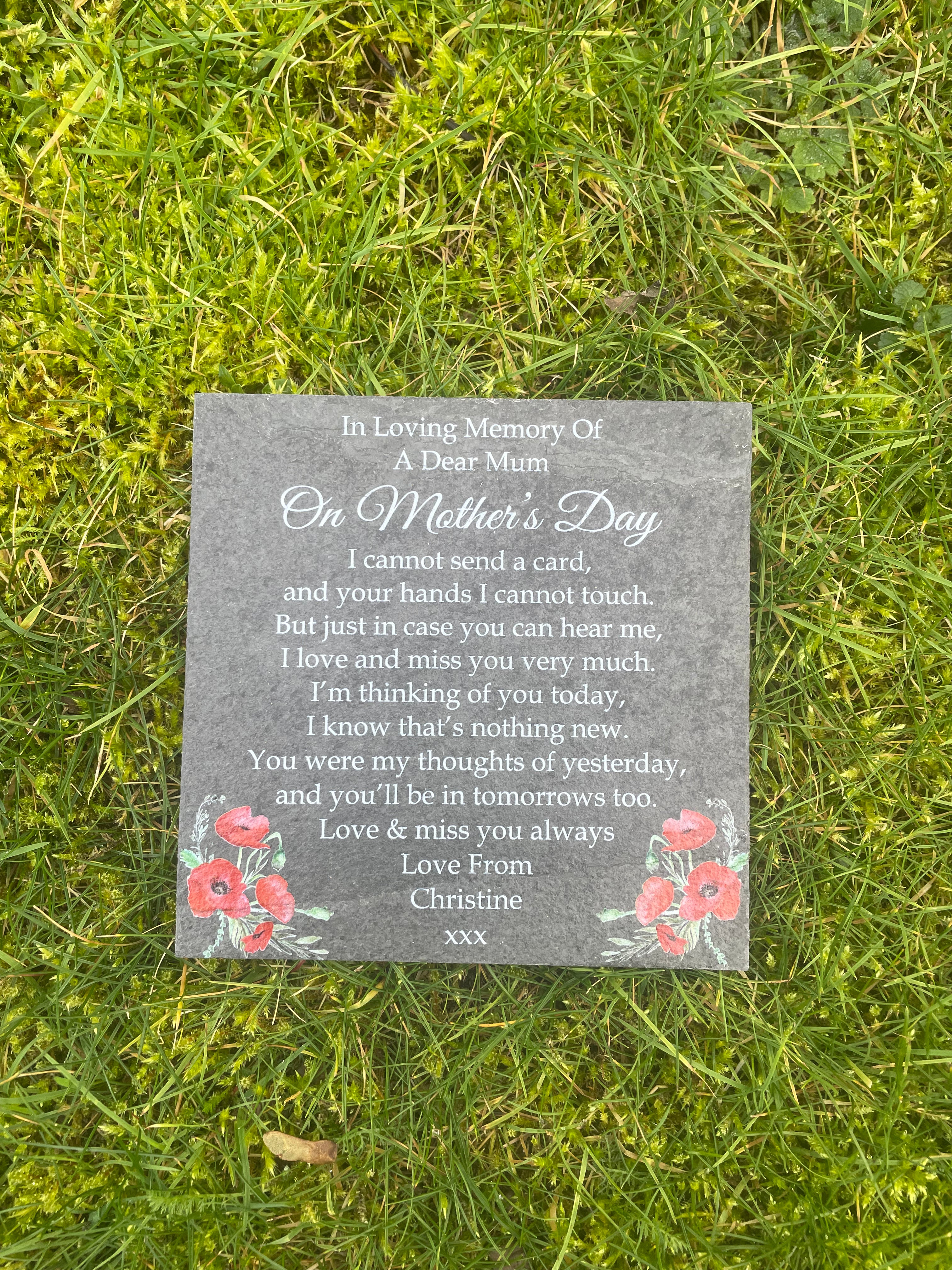Mother’s Day memorial plaque Poppy