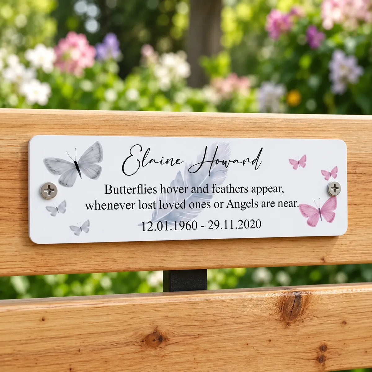 Acrylic Butterfly bench memorial plaque