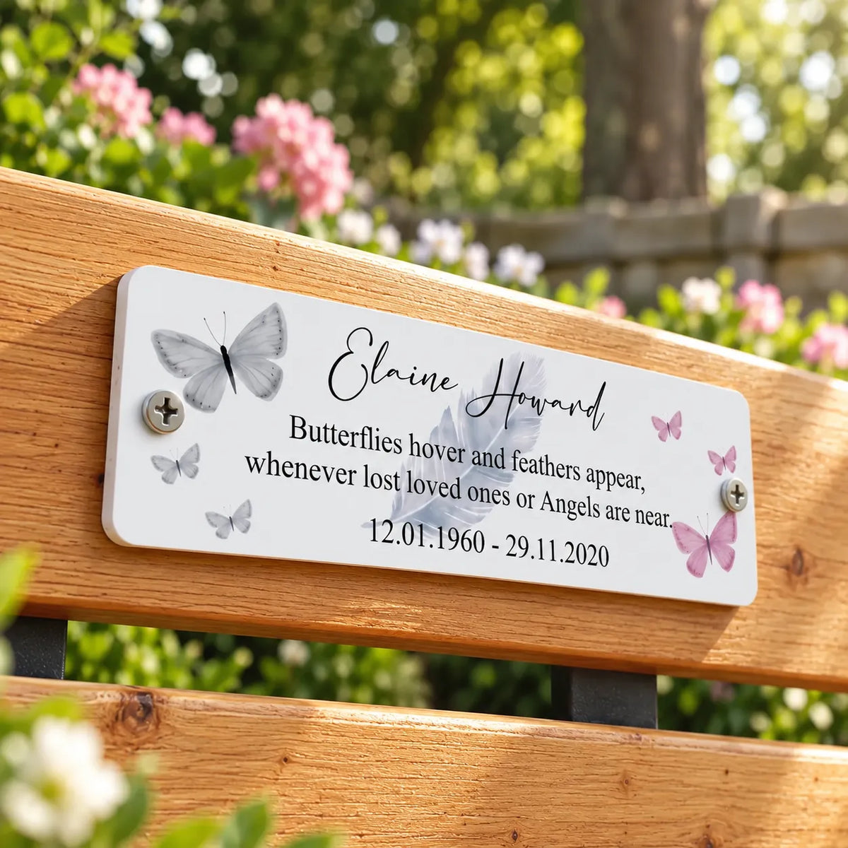 Acrylic Butterfly bench memorial plaque