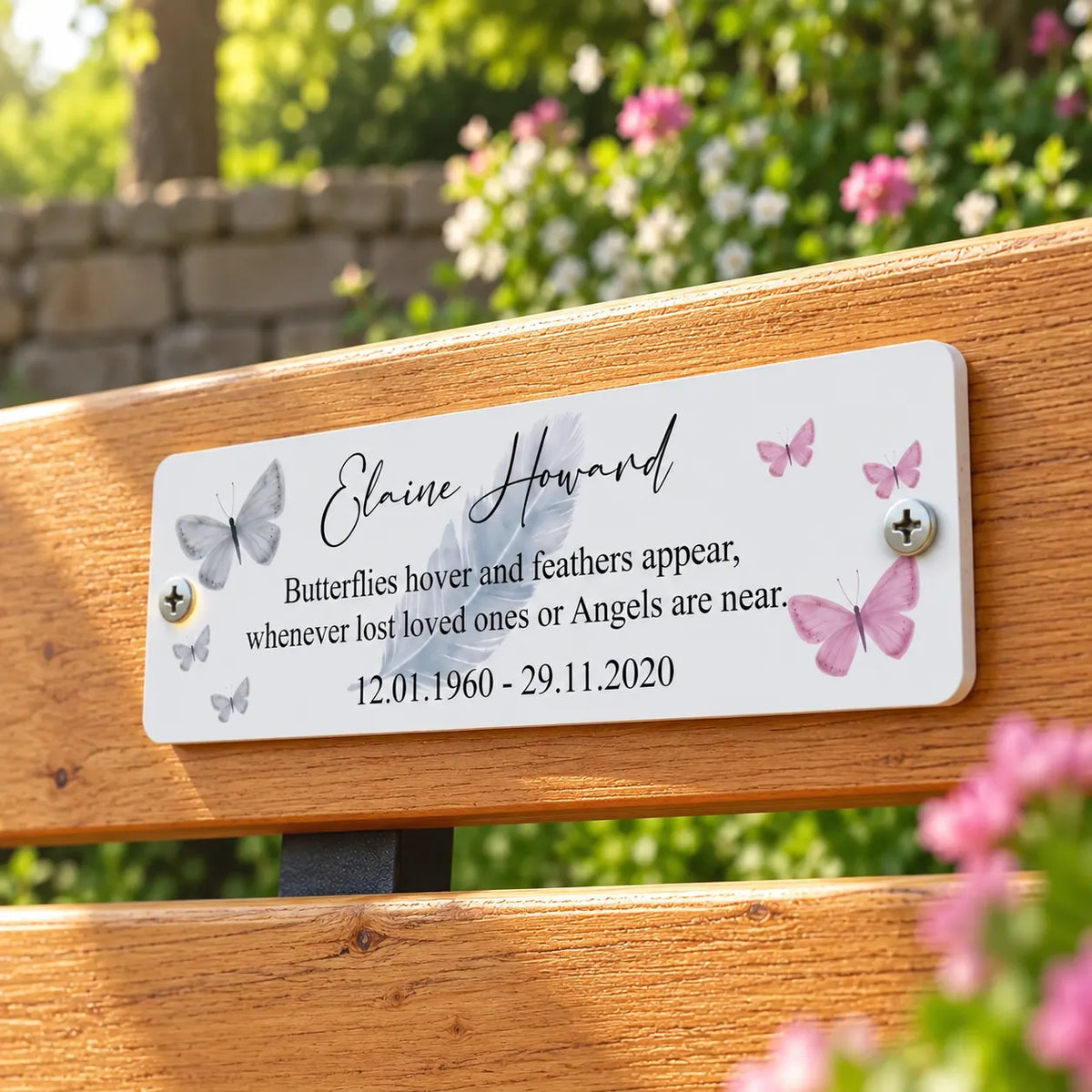 Acrylic Butterfly bench memorial plaque