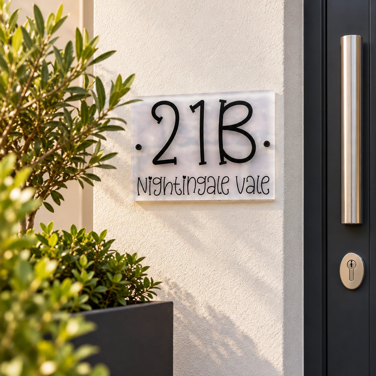 Heart style font acrylic house sign