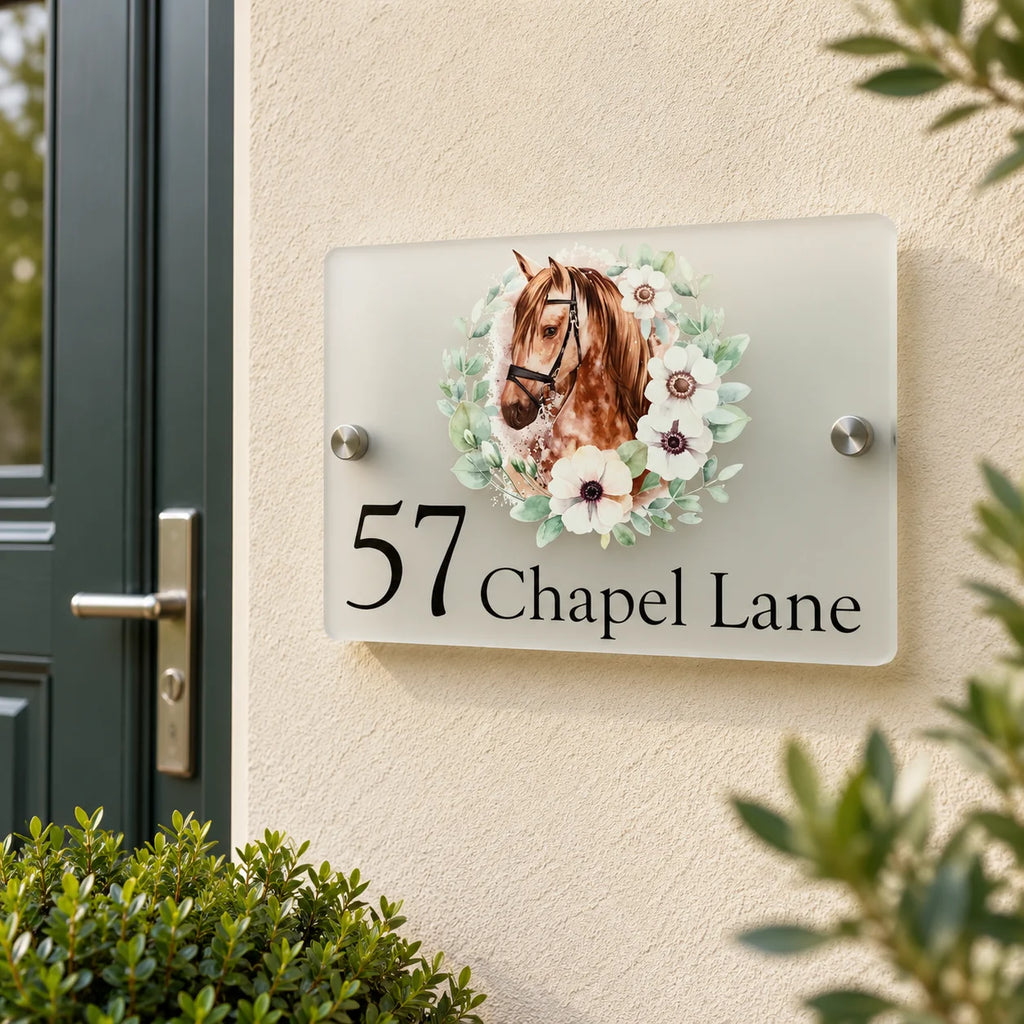 Floral horse acrylic house sign
