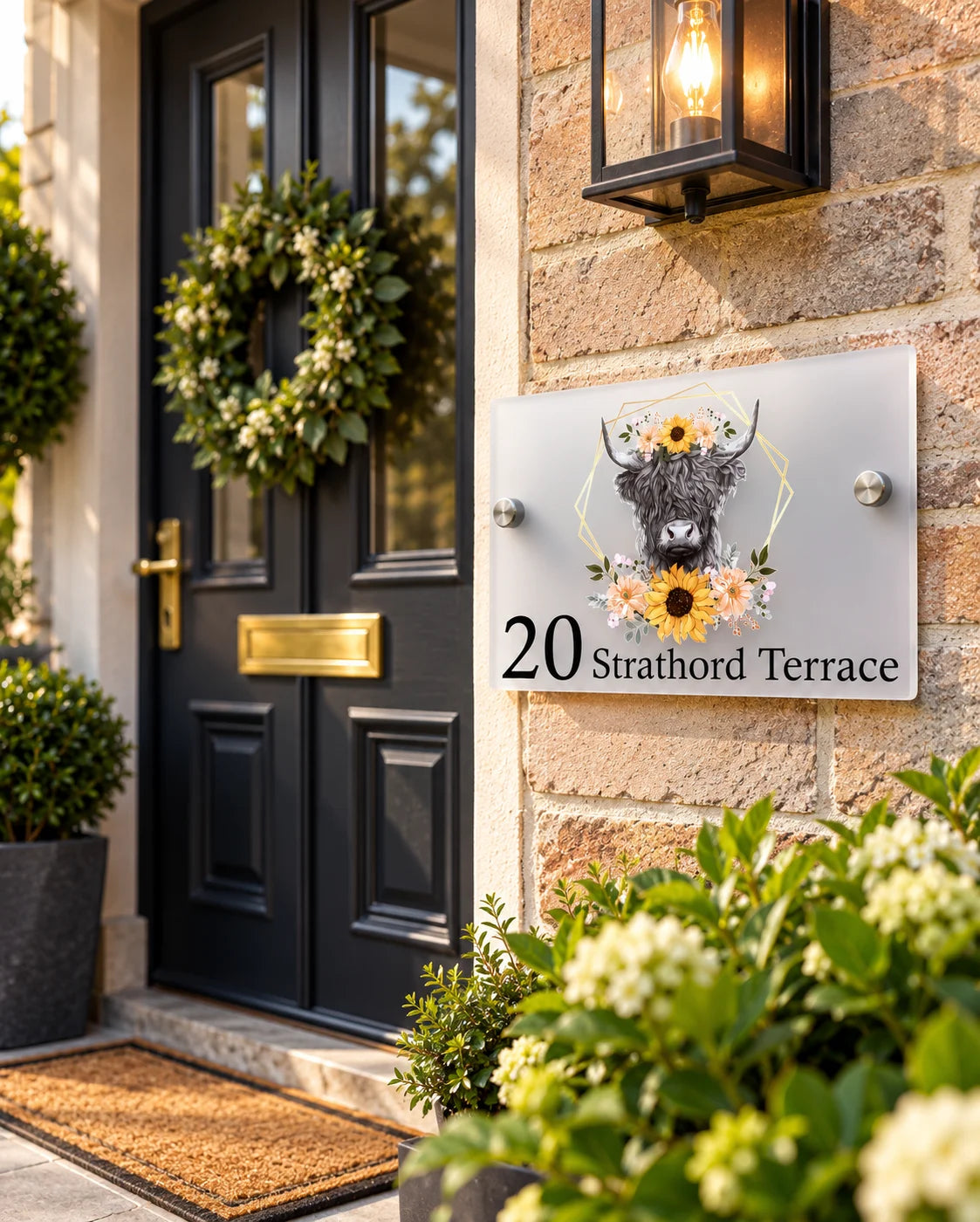 Highland cow acrylic house sign