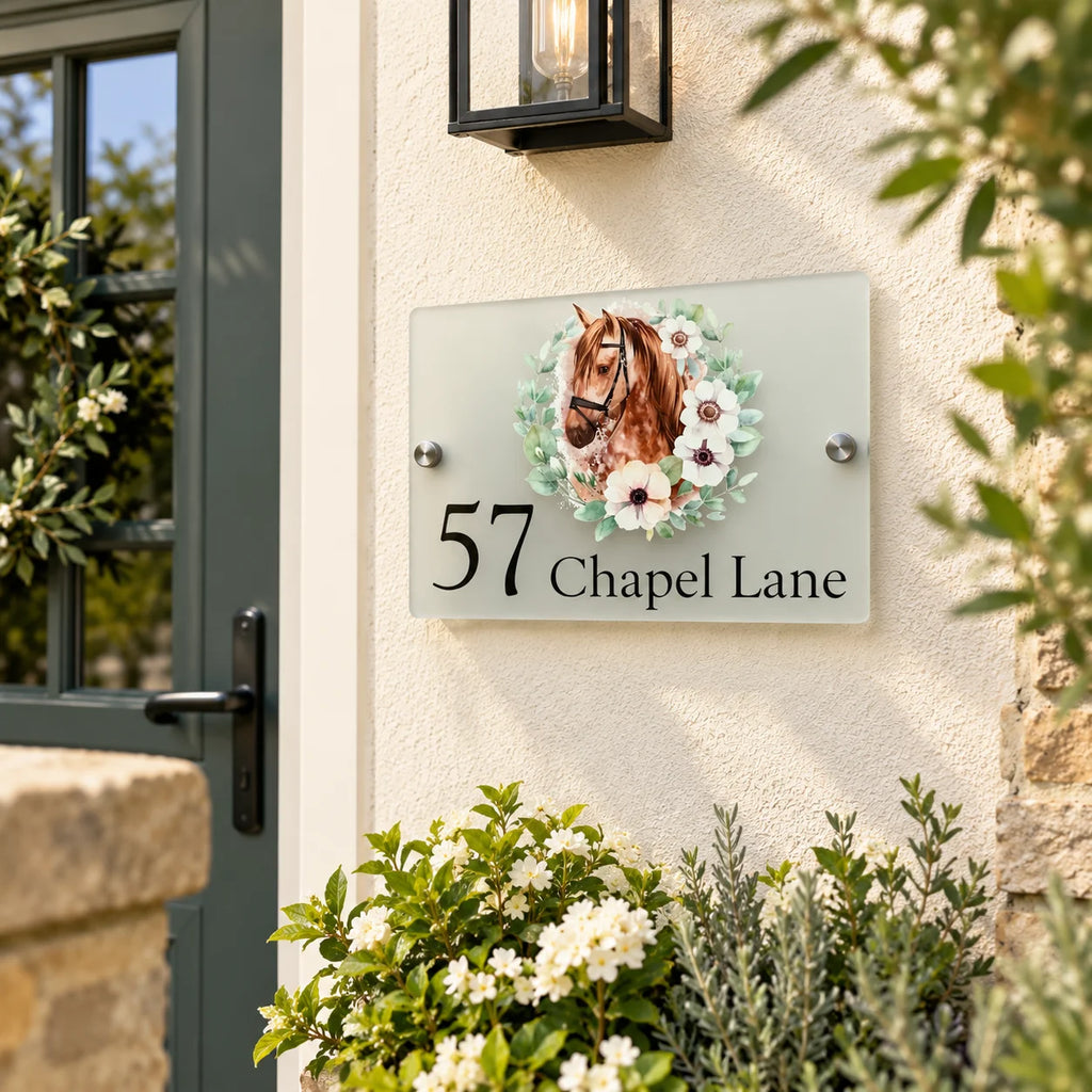 Floral horse acrylic house sign