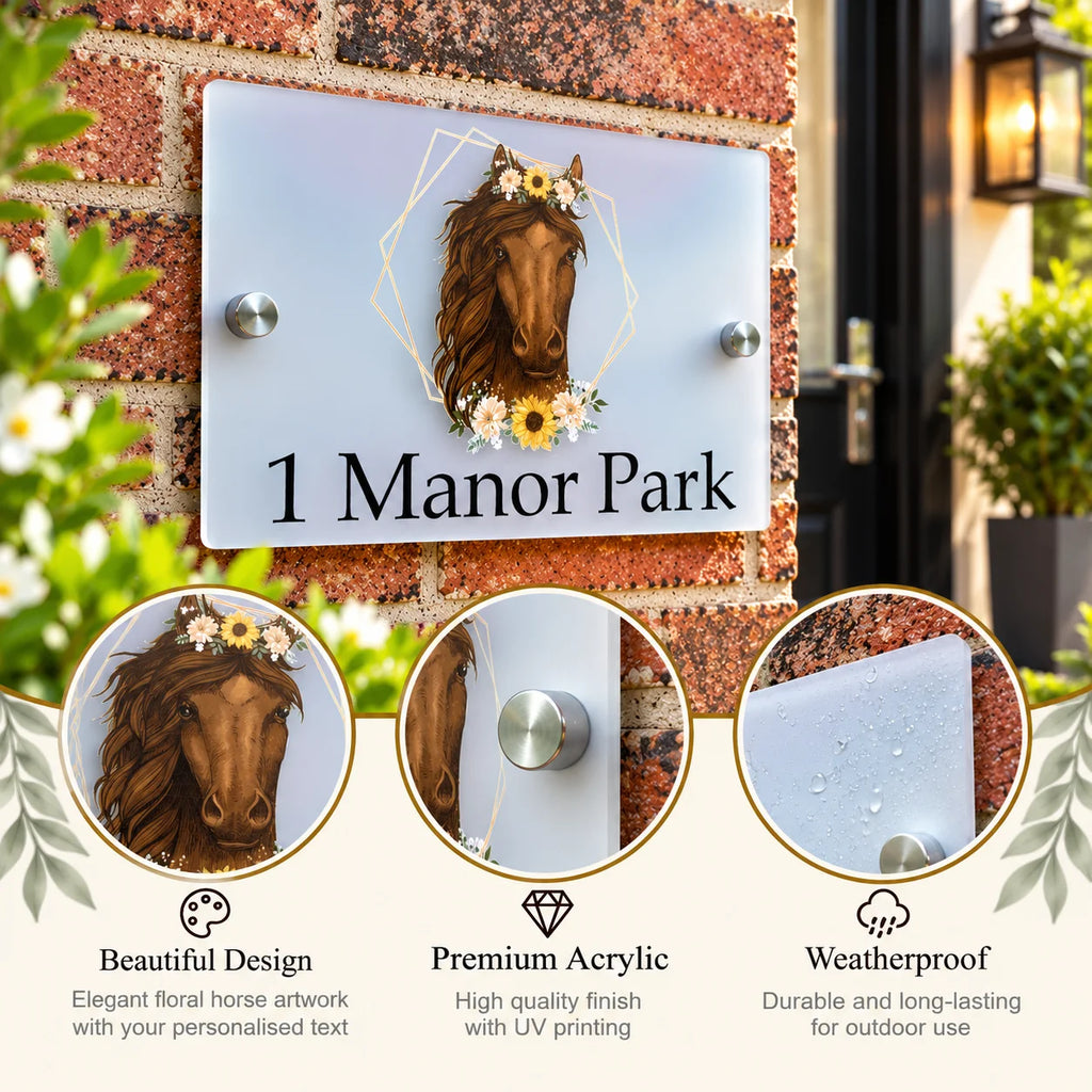 Floral horse acrylic house sign