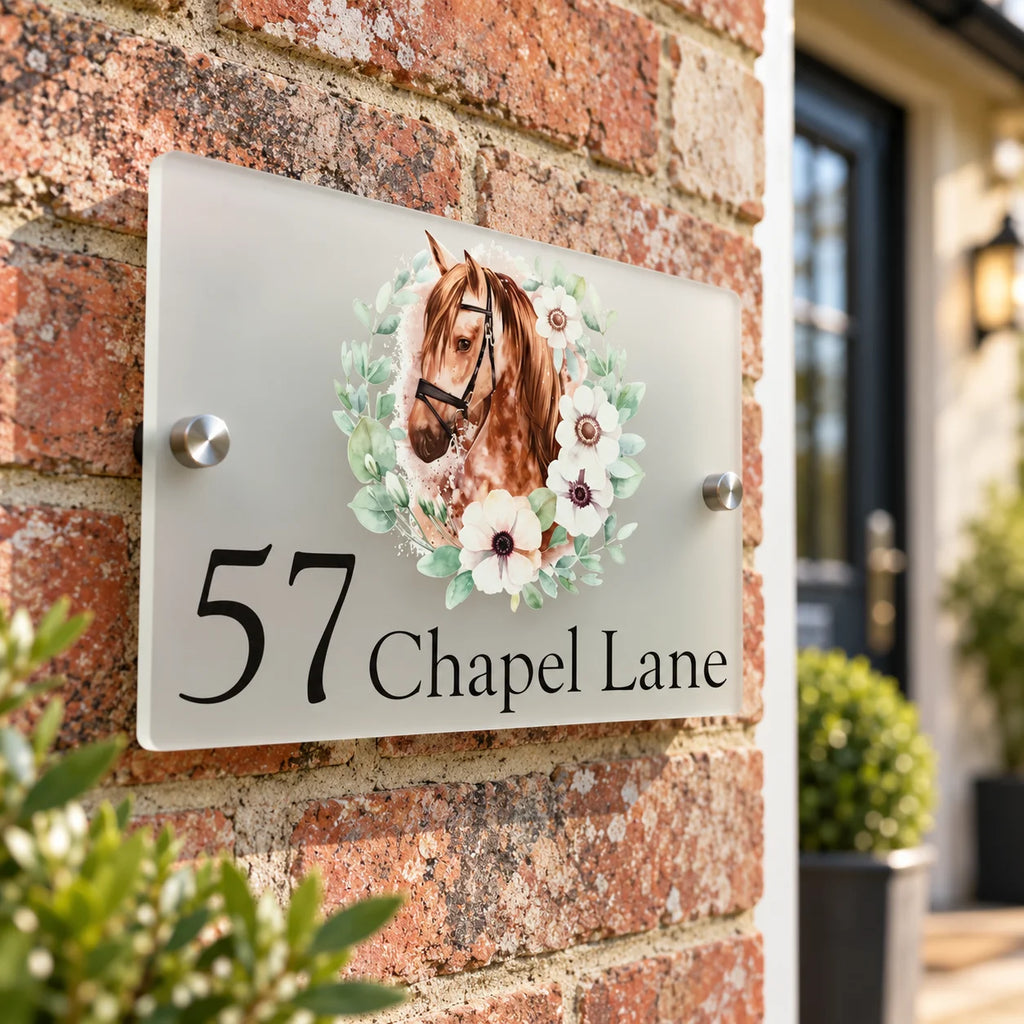 Floral horse acrylic house sign