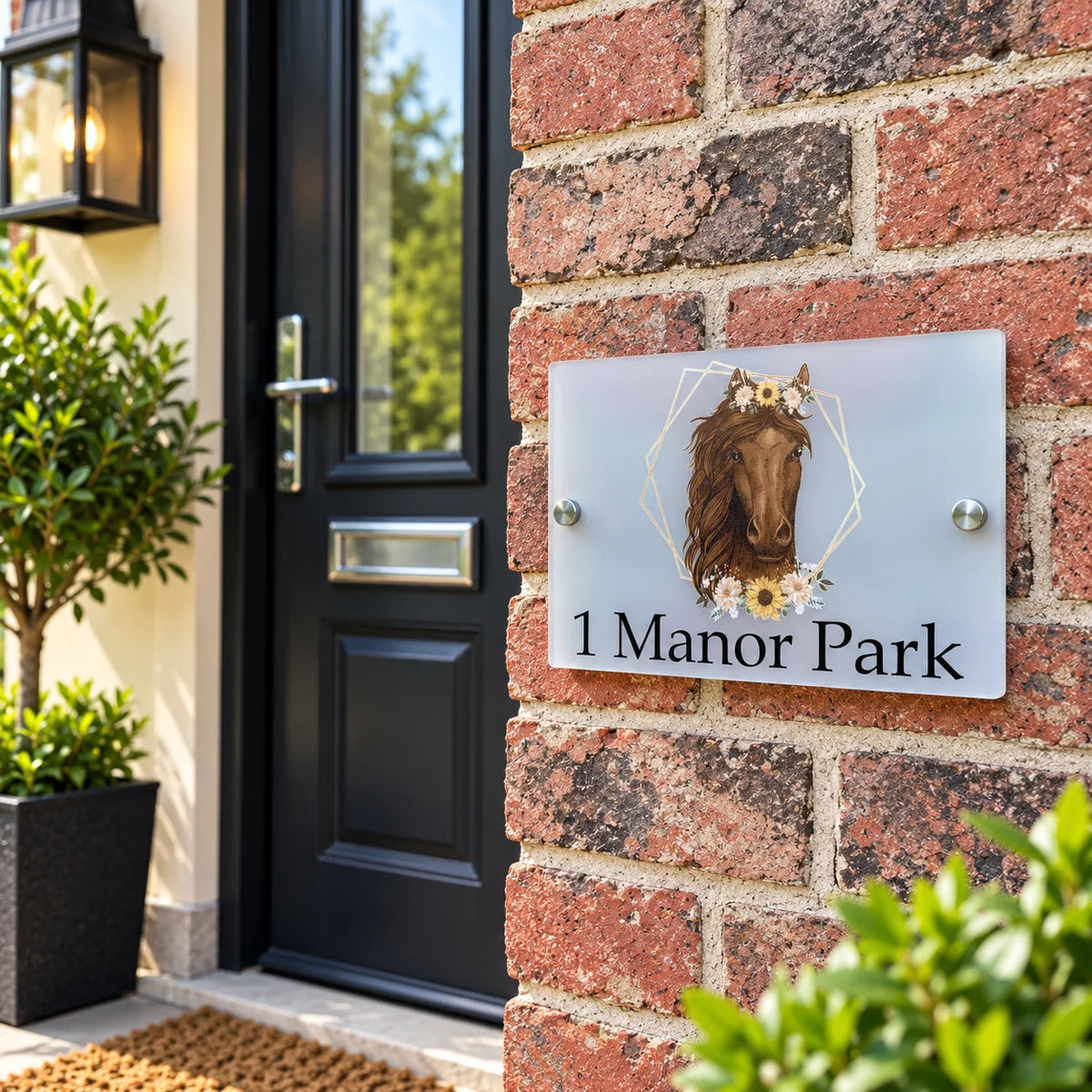 Floral horse acrylic house sign