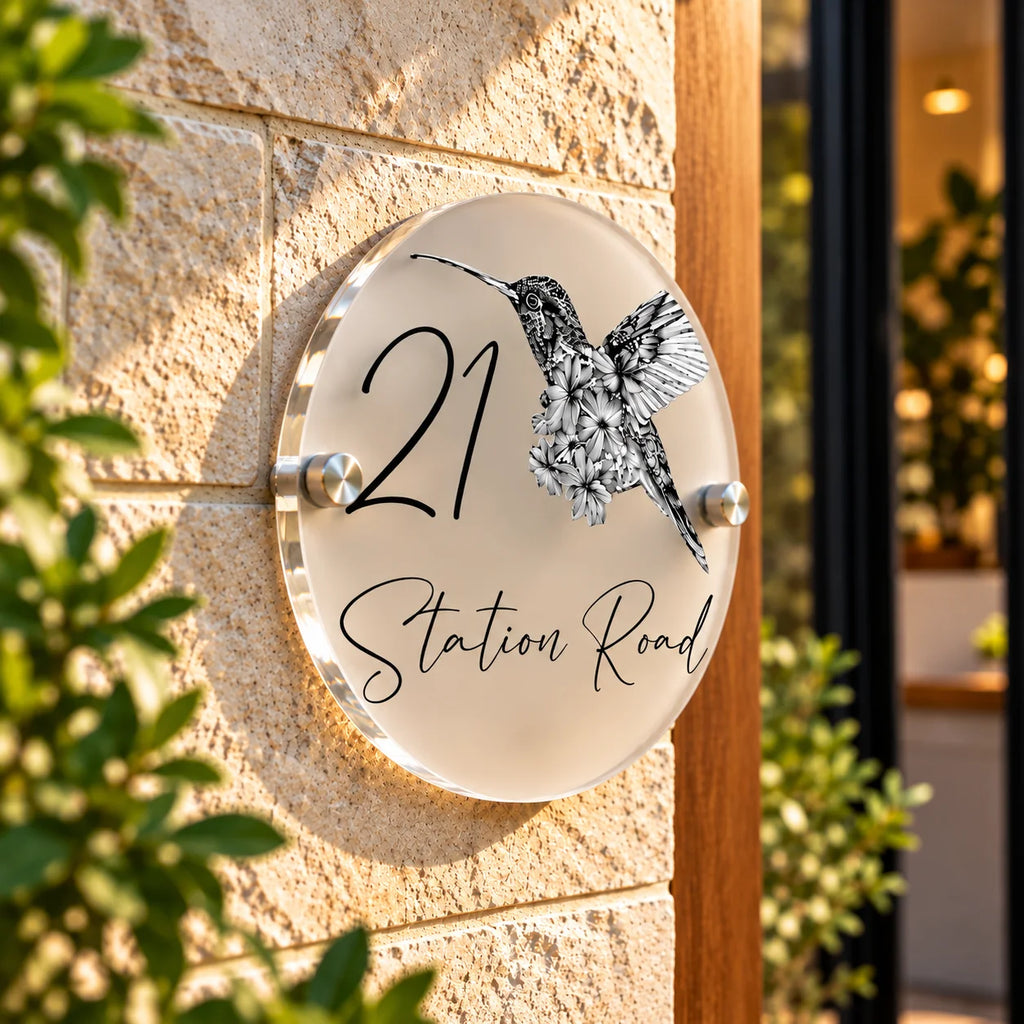 Hummingbird acrylic house sign