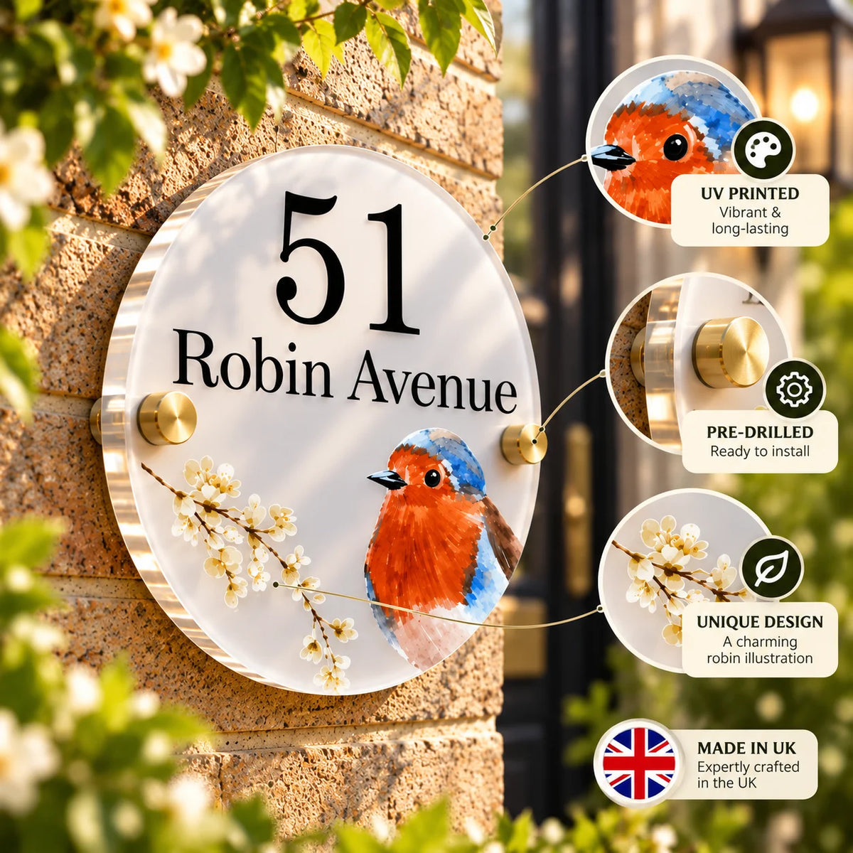 Robin acrylic house sign