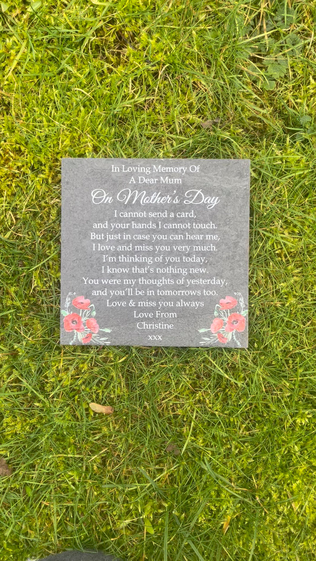 Mother’s Day memorial plaque Poppy