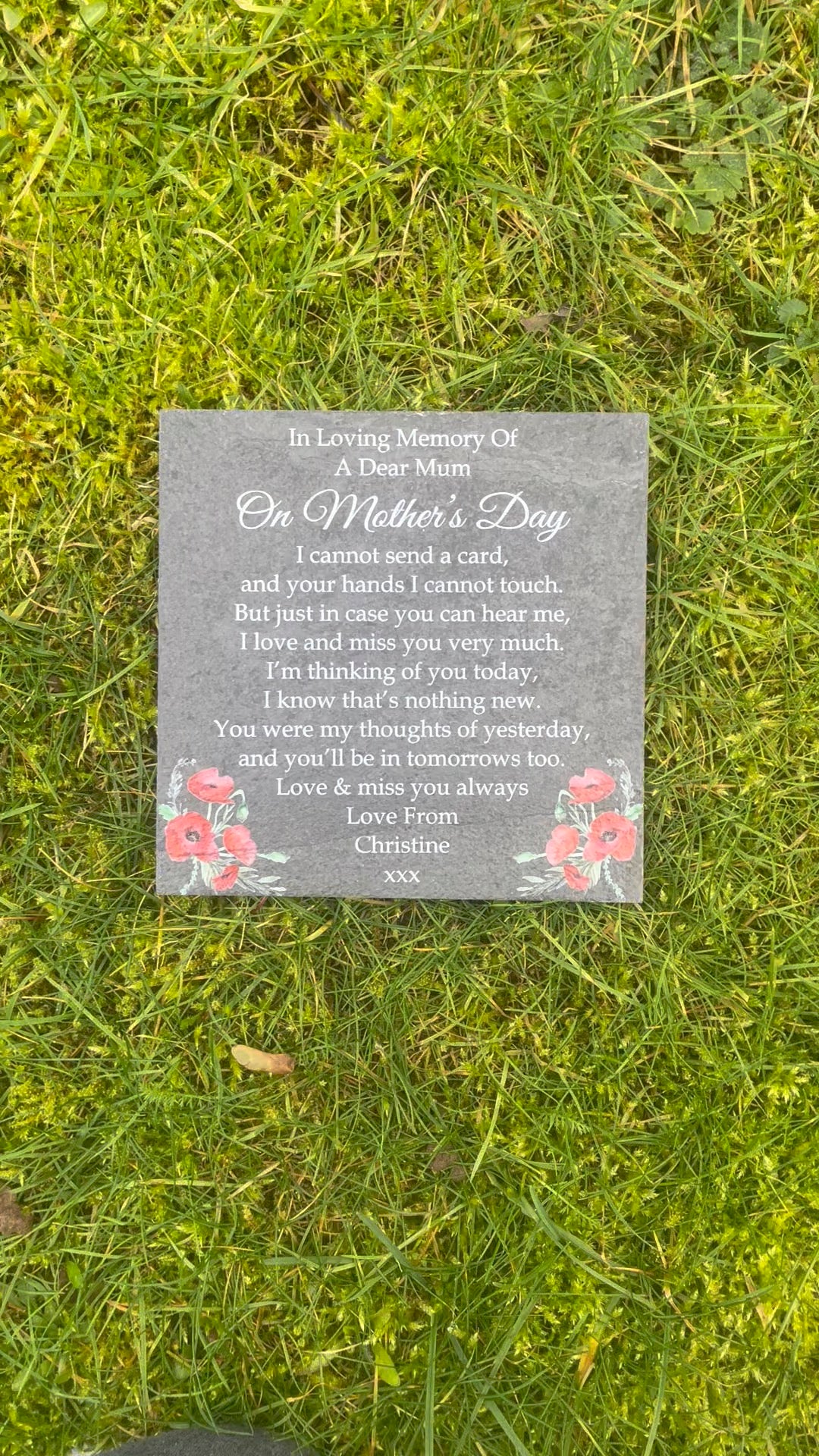 Mother’s Day memorial plaque Poppy