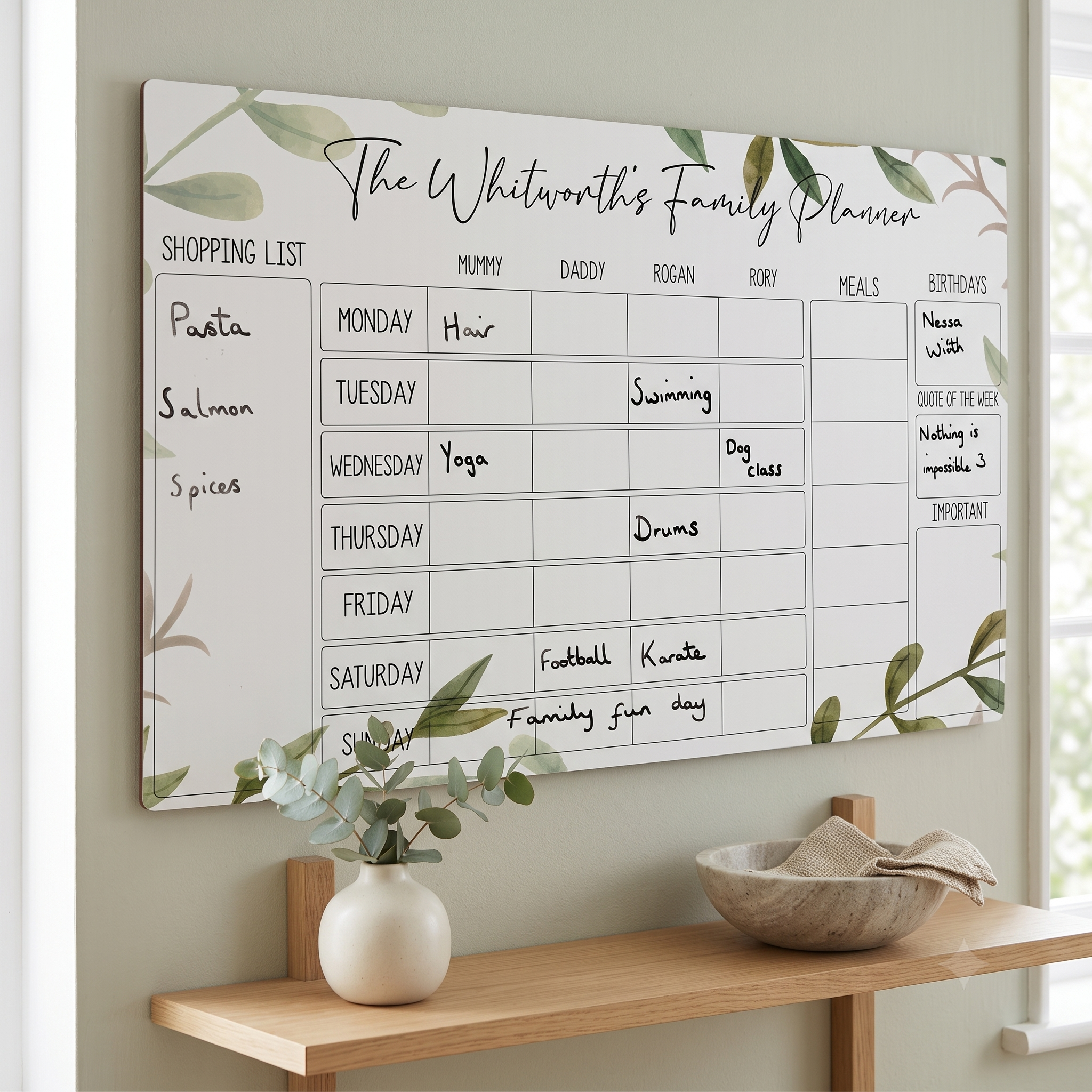 Family weekly planner