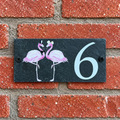 Number slate house sign flamingo small